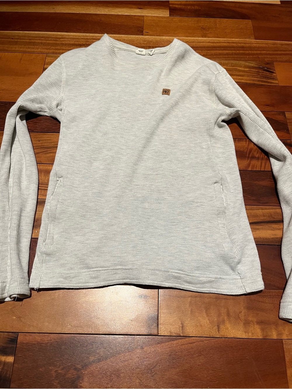 tentree Light Gray Waffle-Knit Long Sleeve Shirt